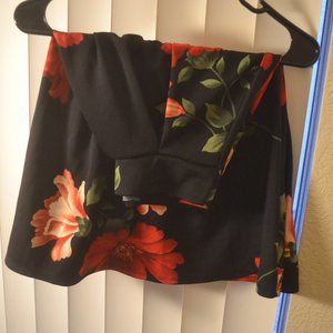 See You Monday - Black and Red Floral Circle Skirt